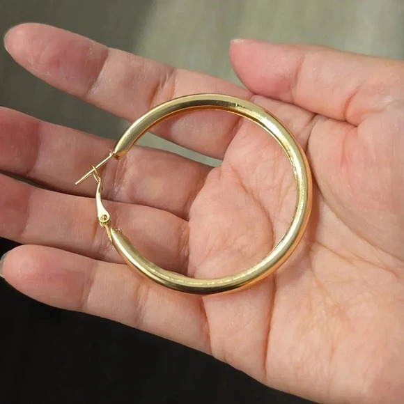 Gold Plated Hoop Earrings - Picture 3 of 3